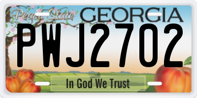 GA license plate PWJ2702