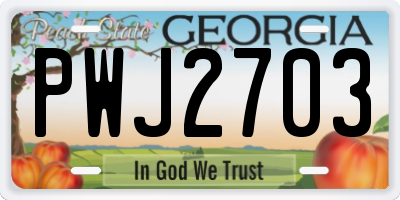 GA license plate PWJ2703