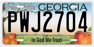 GA license plate PWJ2704