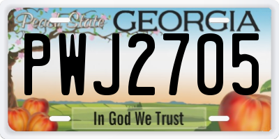 GA license plate PWJ2705