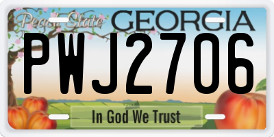 GA license plate PWJ2706