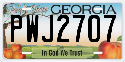 GA license plate PWJ2707