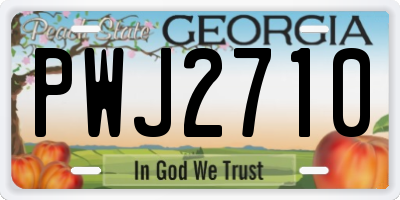 GA license plate PWJ2710