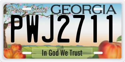 GA license plate PWJ2711