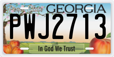 GA license plate PWJ2713