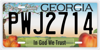 GA license plate PWJ2714