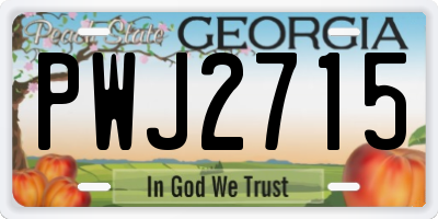 GA license plate PWJ2715