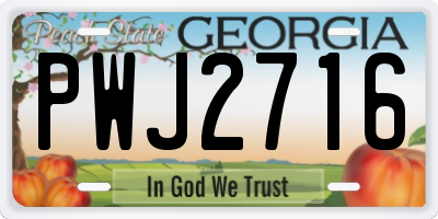 GA license plate PWJ2716