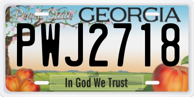 GA license plate PWJ2718