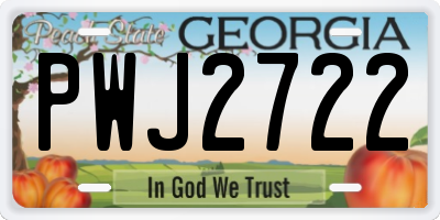 GA license plate PWJ2722