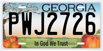 GA license plate PWJ2726