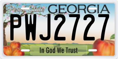 GA license plate PWJ2727