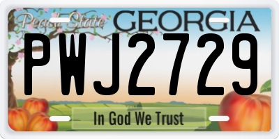 GA license plate PWJ2729