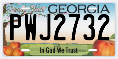 GA license plate PWJ2732
