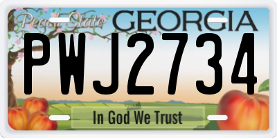 GA license plate PWJ2734