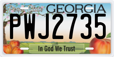 GA license plate PWJ2735