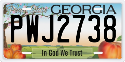 GA license plate PWJ2738