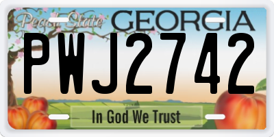 GA license plate PWJ2742