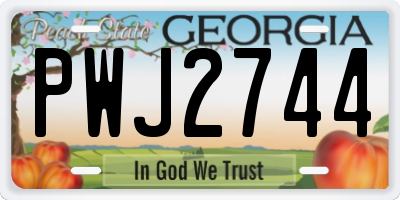 GA license plate PWJ2744