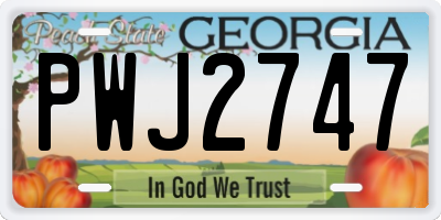 GA license plate PWJ2747