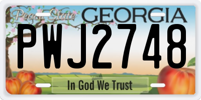 GA license plate PWJ2748