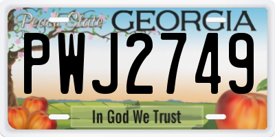 GA license plate PWJ2749