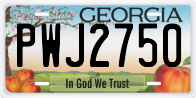 GA license plate PWJ2750