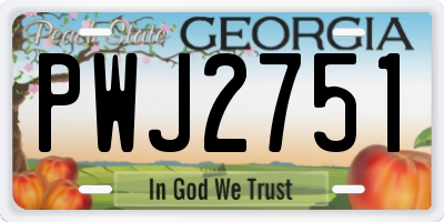 GA license plate PWJ2751