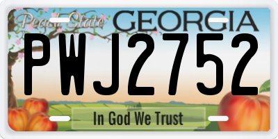 GA license plate PWJ2752