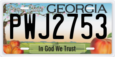 GA license plate PWJ2753
