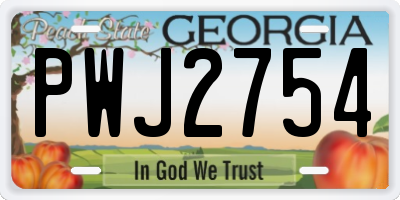 GA license plate PWJ2754