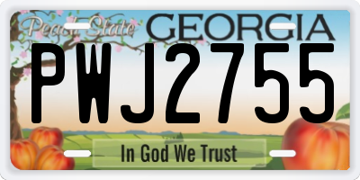 GA license plate PWJ2755