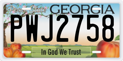 GA license plate PWJ2758