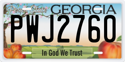 GA license plate PWJ2760