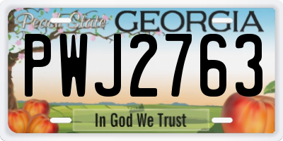 GA license plate PWJ2763