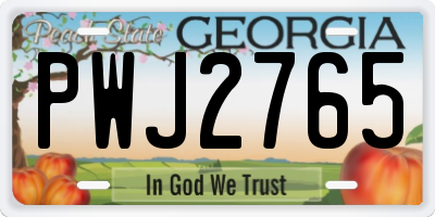GA license plate PWJ2765