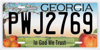 GA license plate PWJ2769
