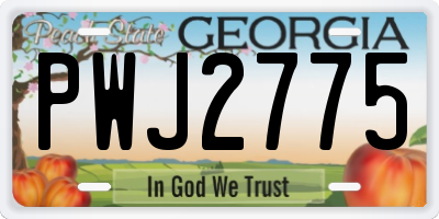 GA license plate PWJ2775