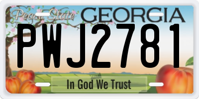 GA license plate PWJ2781