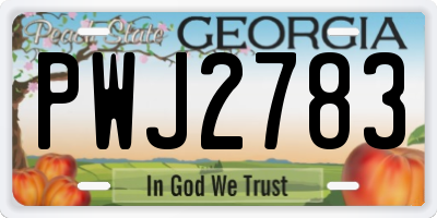 GA license plate PWJ2783