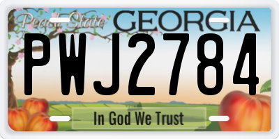 GA license plate PWJ2784