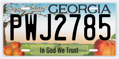 GA license plate PWJ2785