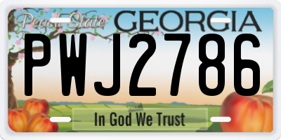 GA license plate PWJ2786
