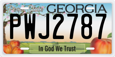 GA license plate PWJ2787