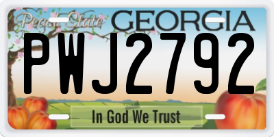 GA license plate PWJ2792