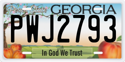 GA license plate PWJ2793