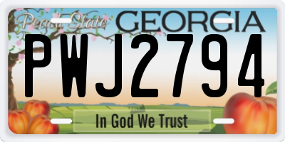 GA license plate PWJ2794