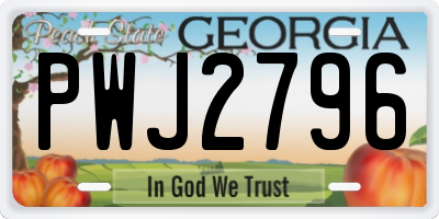 GA license plate PWJ2796