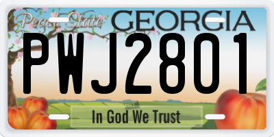 GA license plate PWJ2801