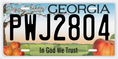 GA license plate PWJ2804